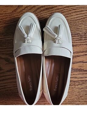 Franco Sarto Cream Patent Tassel Loafers